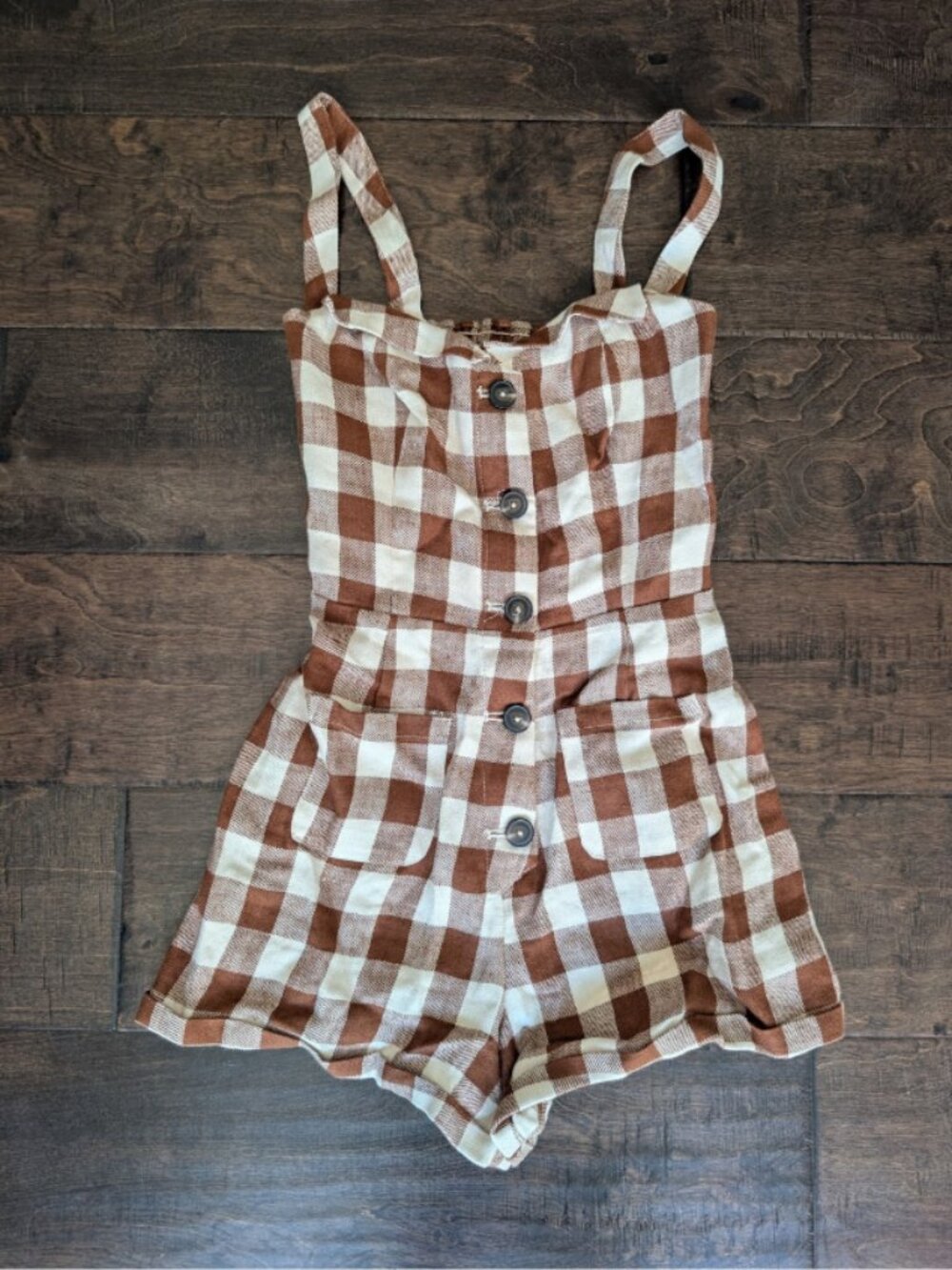 Reformation Plaid “Coconut” Romper, XS